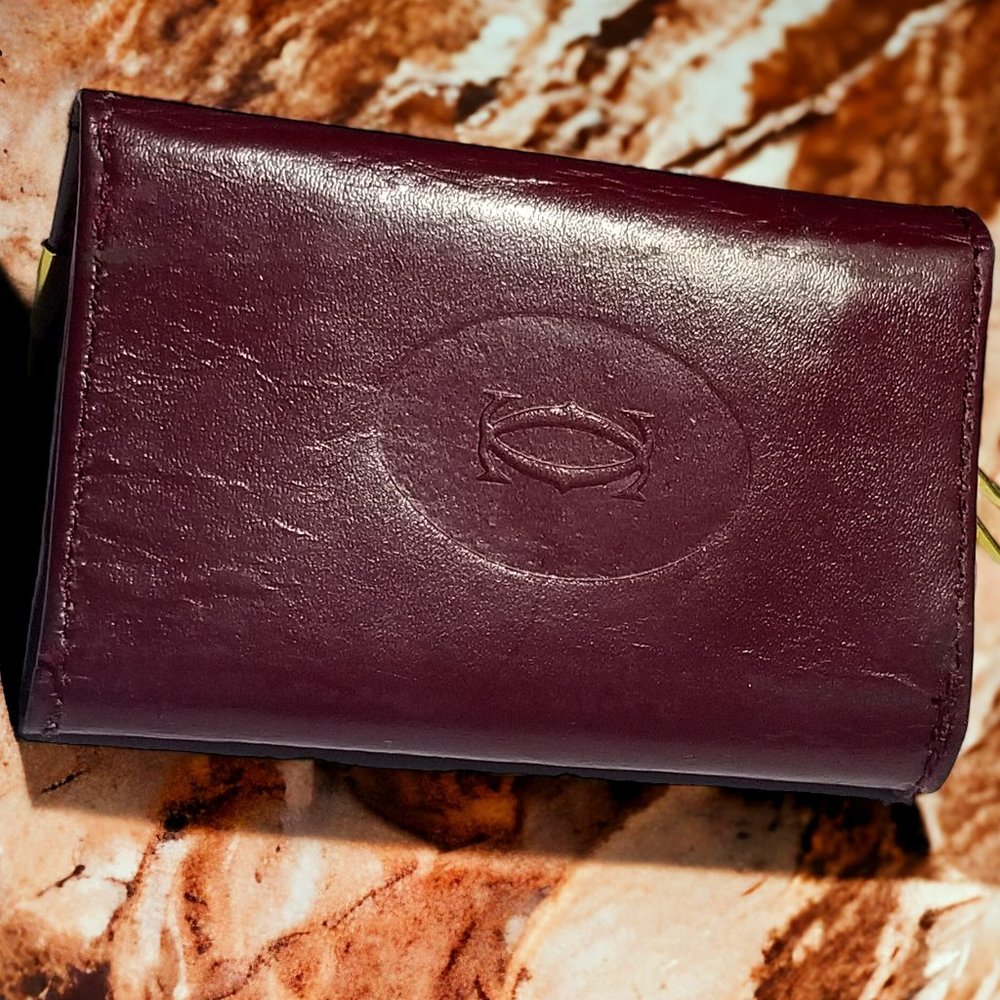 Cartier Key Holder Bordeaux Leather Authentic Cartier Key Holder Wallet